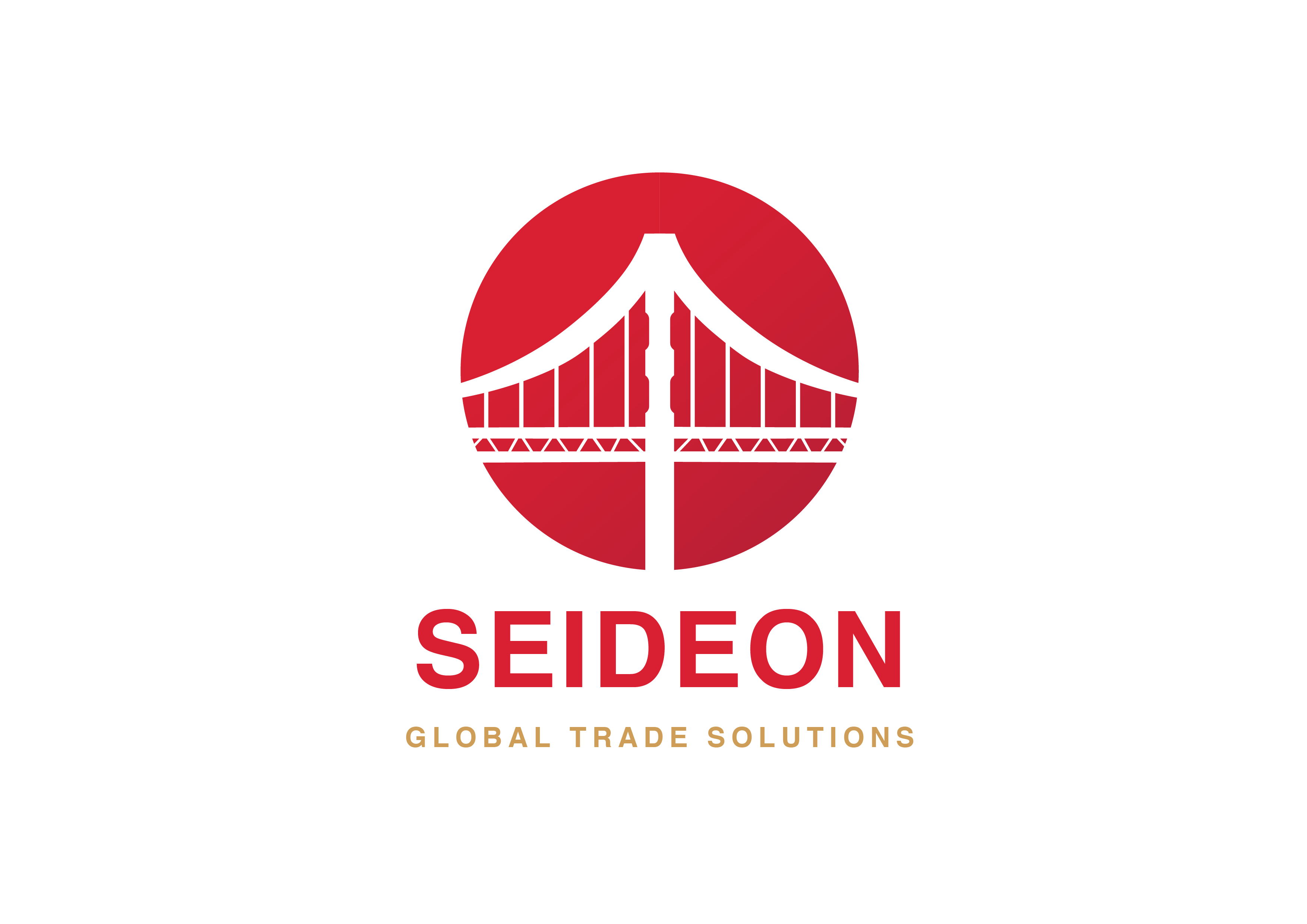 Seideon – Global Trade Solutions logo featuring a red bridge design